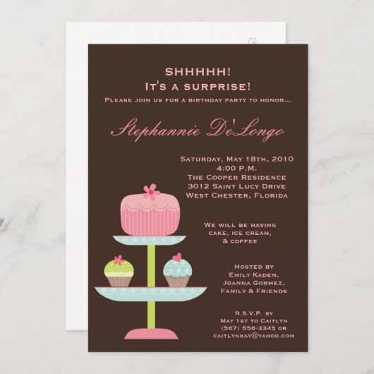 5 x 7 Zoete Behandelde Beker Birthday Uitnodiging (Voorkant / Achterkant)