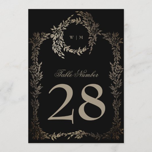 5 x 7 zwart goud ebony krans trouwtafel nummer (Voorkant)