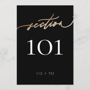 5 x 7" Zwart Goud Kalligrafie Trouwtafel Nummer Kaart