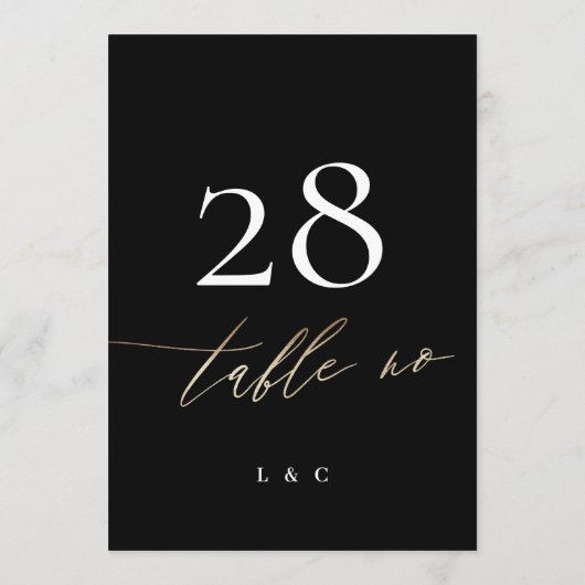 5 x 7 zwart gouden kalligrafie trouwtafel nummer (Achterkant)