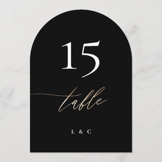 5 x 7 zwart gouden kalligrafie trouwtafel nummer kaart (Achterkant)
