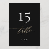 5 x 7 zwart gouden kalligrafie trouwtafel nummer kaart (Voorkant)