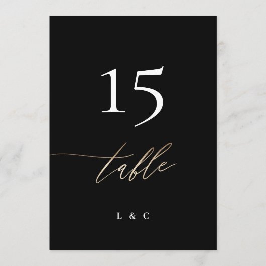 5 x 7 zwart gouden kalligrafie trouwtafel nummer kaart (Voorkant)