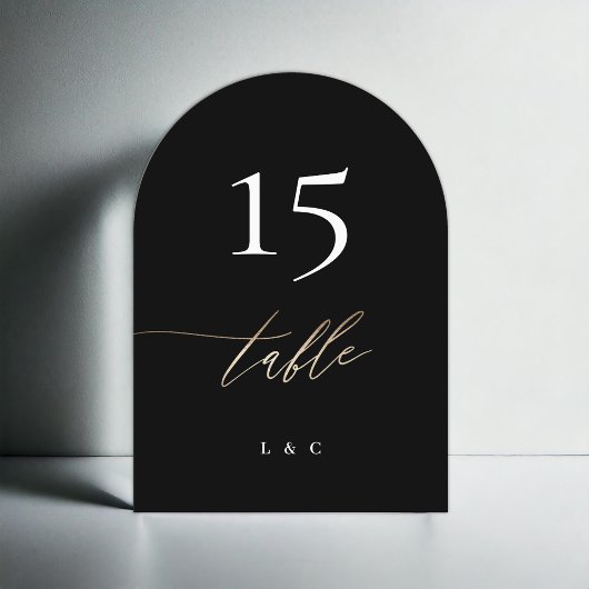 5 x 7 zwart gouden kalligrafie trouwtafel nummer kaart