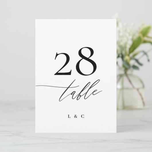5 x 7 Zwart Wit Modern Bruiloft Tafelnummer (Staand voorkant)