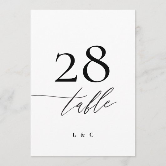 5 x 7 Zwart Wit Modern Bruiloft Tafelnummer (Voorkant)