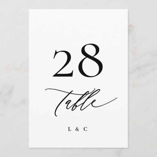 5 x 7 zwart wit moderne bruiloft tafel nummers (Voorkant)