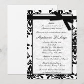 5 x 7 zwarte witte Damask Bridal Shower Invitation Kaart (Voorkant / Achterkant)