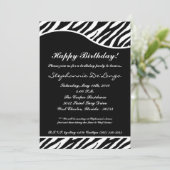5 x 7 zwarte zebra Print Birthday party nodiging Kaart (Staand voorkant)