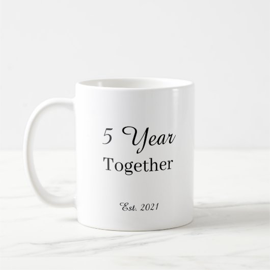 5 Year Anniversary Mug – First Wedding Anniversary Koffiemok (Links)
