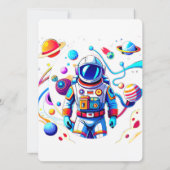 5 Year Old Space Birthday Custom Astronaut Orbit  Kaart (Achterkant)