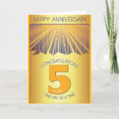 5 Year Sober Anniversary | Golden Ray 12 Step Kaart (Voorkant)