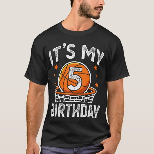 5 Years Old  Basketball Sport 5th Birthday Boy boy T-shirt (Voorkant)