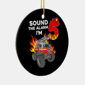 5 YO Birthday Kinder Fire Truck 5th Boy Toddler Keramisch Ornament (Rechts)