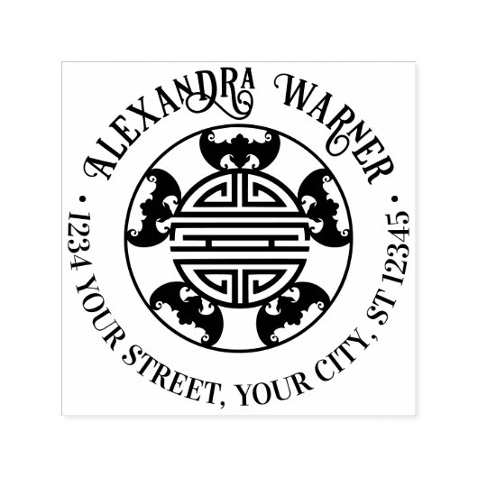 5 zegeningen: levensduur symbool 5 vleermuizen naa  zelfinktende stempel (Design)