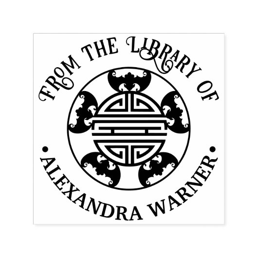 5 Zegeningen: Longeviteit Symbool 5 Vleermuizen Bi Zelfinktende Stempel (Design)