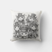 5 Zwart-witte kittens grillig schattig Kussen (Voorkant)