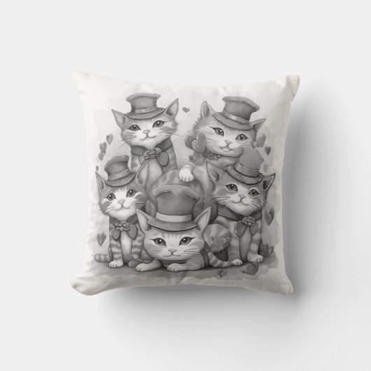 5 Zwart-witte kittens grillig schattig Kussen (Voorkant)