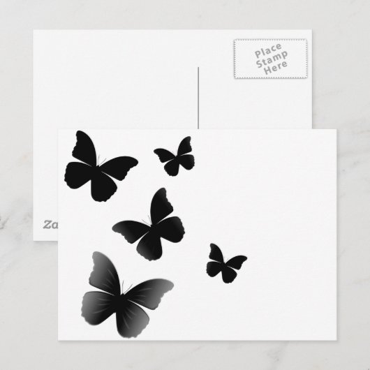 5 zwarte vlinders briefkaart (Voorkant / Achterkant)
