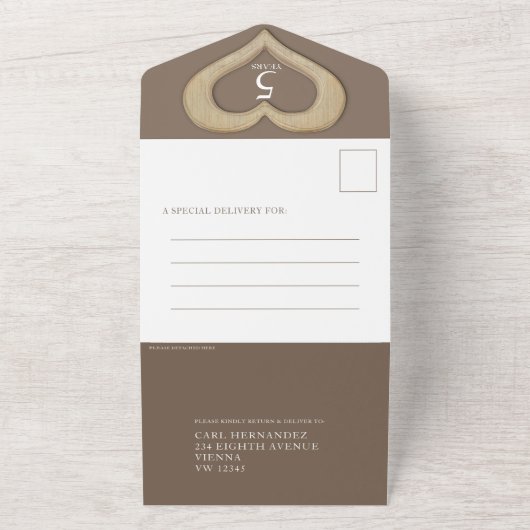 5de bruine foto van de huwelijksdag all in one uitnodiging (Buitenkant)