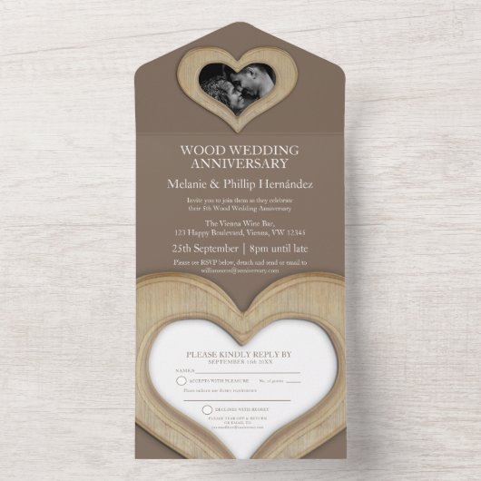 5de bruine foto van de huwelijksdag all in one uitnodiging (Binnen)