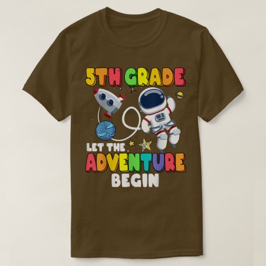 5de graad laat het avontuur terug naar school A be T-shirt (Design voorkant)