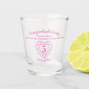 5de roze tourmaline bruiloft gemstone shot glas