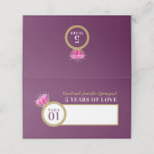 5de roze tourmaline bruiloft huisnummer plaatskaartje (Buitenkant ongevouwen)