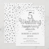 5de trouwdag - Zilver & Wit Kaart (Voorkant / Achterkant)