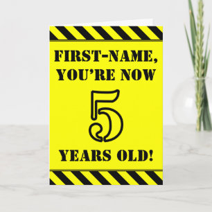 5de verjaardag: Fun Stencil Style Text, Custom Nam Kaart