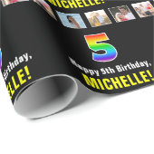 5de verjaardag: Regenboog "5"; Aangepaste Foto's & Cadeaupapier (Rol Hoek)