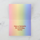 5de verjaardag: Regenboogtekst, Aangepaste foto's  Kaart (Binnen)
