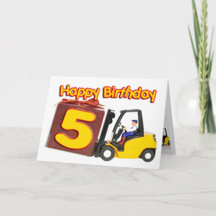 5de verjaardagskaart met een vorkheftruck kaart