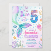 5de zeemeermin uitnodiging, Duik in vijf zeemeermi Kaart (Voorkant)