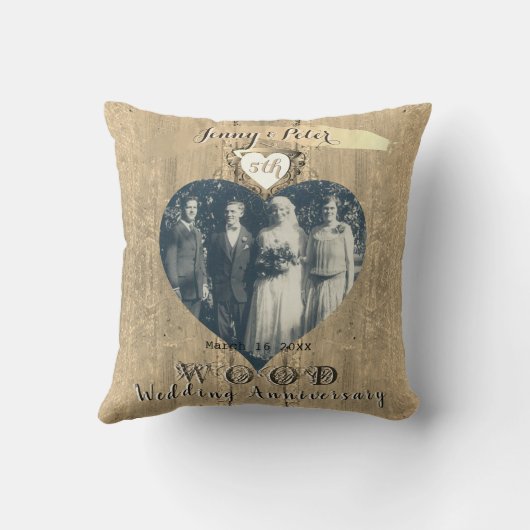 5e Afbeelding van hout Foto Sierkussen van het har (Achterkant)