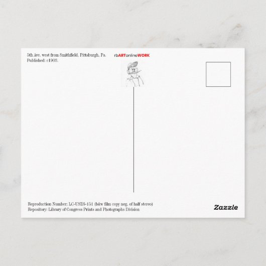 5e Ave, Pittsburgh Briefkaart (Achterkant)