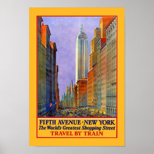 5e Avenue New York Vintage Travel Poster
