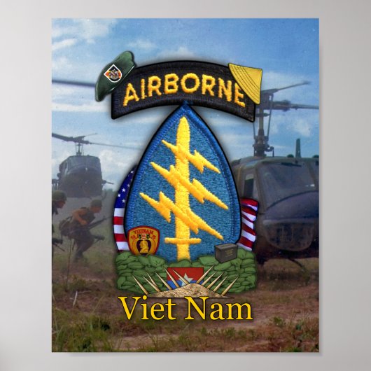5e bijzondere troepenmacht groen berets vietnam oo poster (Voorkant)