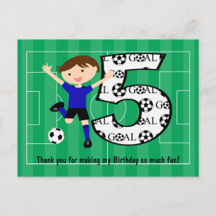 5e Birthday Blue en Black Soccer Goal Briefkaart