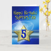5e Birthday-kaart voor Superstar Kaart (Gele Bloem)