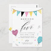 5E BIRTHDAY | Kute du Birthday Party Briefkaart (Voorkant / Achterkant)