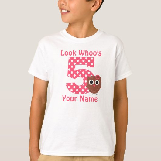 5e Birthday Owl Personalized Shirt (Voorkant)