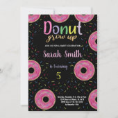 5e Black Pink Donut Verjaardag Uitnodigingen (Voorkant)