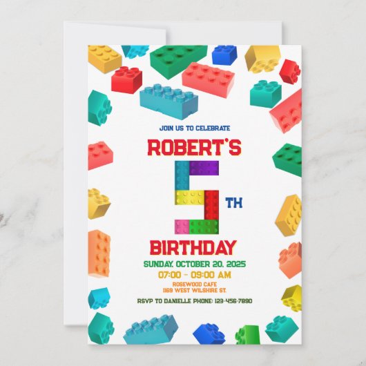 5e bouwstenen verjaardag kaart (Voorkant)