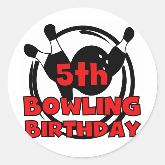 5e Bowling Verjaardag Tshirts en geschenken Ronde Sticker (Voorkant)