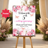 5e bruiloft Jubileum Blush Rozen Welkom Poster