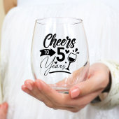 5e bruiloft Jubileum Elegant Celebration Wijnglas Zonder Voet