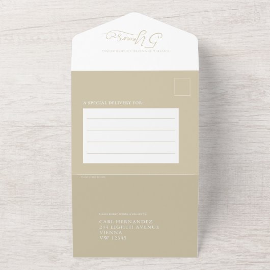 5e bruiloft Jubileum essenhoutmeel RSVP foto All In One Uitnodiging (Buitenkant)