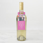 5e bruiloft Jubileum foto roze edelsteen hart Flessenhanger (Op fles)