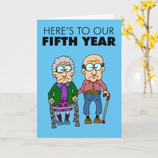 5e bruiloft Jubileum groeiend oud Kaart (Gele Bloem)